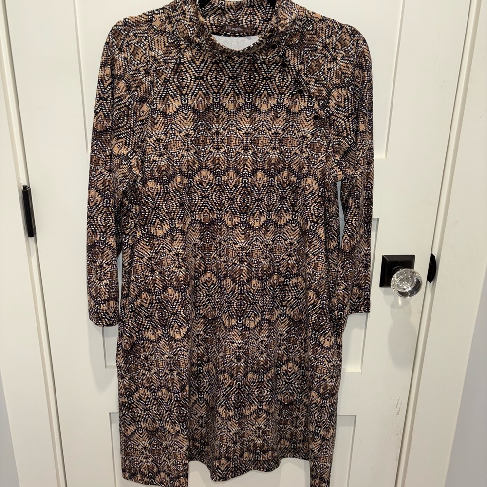 J. McLaughlin Brown Tan Sheath Dress with Raglan Sleeves